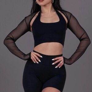 Black Sheer Sleeve Bolero and Halter Set